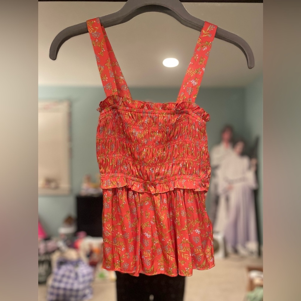 J. Crew Coral Floral Tank Top